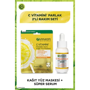 C Vitamini Parlak Kağıt Yüz Maskesi + Süper Serum Bakım Seti