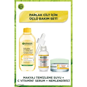 Parlak Cilt Için Makyaj Temizleme Suyu + C Vitamini Serum + Nemlendirici Seti