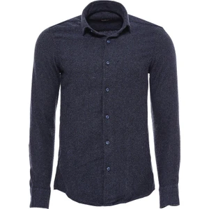 Lacivert Renk Kendinden Desenli Oduncu Gömlek