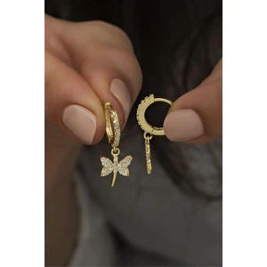 925 Ayar Gümüş Sallantılı Gold Yusufcuk Küpe