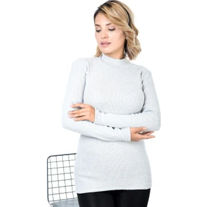 Belifanti Collection Kadın Gri Yarım Balıkçı Yaka Kazak