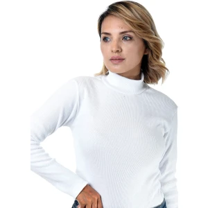 Belifanti Collection Kadın Beyaz Yarım Balıkçı Yaka Kazak