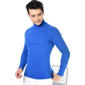 Belifanti Collection Erkek Saks Mavisi Yarım Balıkçı Yaka Slim Fit Kazak