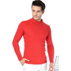Belifanti Collection Erkek Kırmızı Yarım Balıkçı Yaka Slim Fit Kazak