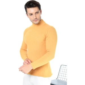 Belifanti Collection Erkek Sarı Yarım Balıkçı Yaka Slim Fit Kazak
