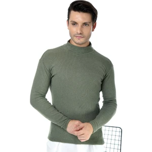 Belifanti Collection Erkek Haki Yeşili Yarım Balıkçı Yaka Slim Fit Kazak