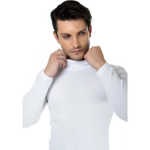 Belifanti Collection Erkek Beyaz Yarım Balıkçı Yaka Slim Fit Kazak