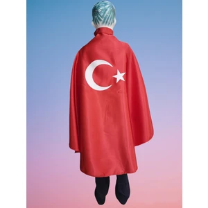 29 Ekim Özel Unisex  Ayyıldız Bayraklı Kırmızı Pelerin