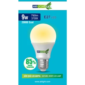 Aklight 9W Günışığı E-27 LED Ampul 790 Lm