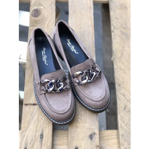 Kaymaz Taban Klasik Model Zincir Detaylı Bayan Oxfort Ayakkabı