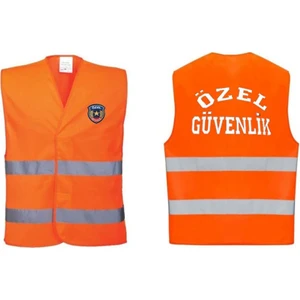 Lider Ticaret Asker Vadisi Özel Güvenlik Yazılı Ikaz Yeleği Reflektörlü Turuncu Renk