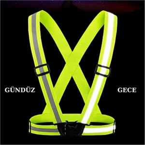 Yüksek Görünürlüklü Reflektörlü Klipsli Ayarlanabilir Fosforlu Pratik Motorcu Ikaz Yeleği