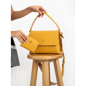 Impolo Neomi Hardal Sarı Kadın Kombin Çanta 22X26 Cüzdan 12X10 Ebat