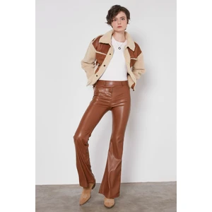 Ispanyol Paça Suni Deri Pantolon