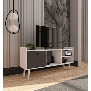 Vertex Mobilya Leo Tv Ünitesi Beyaz-Antrasit Televizyon Konsolu 140 cm Ekonomik Modül Sehpa