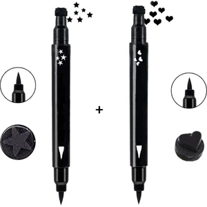 Çift Uçlu Eyeliner Yıldız ve Kalp Desenli 2li Ekonomik Set