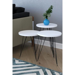 Bambeds Mobilya Beyaz 3 Lü Zigon Sehpa