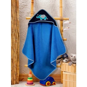 Pamuk Hanım Bebek Banyo Havlu Kundak 80X80CM MAVİ/FİL