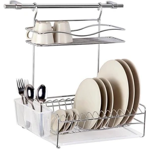 Home Borulu Askılı Bardaklık Tabaklık Bulaşıklık Krom  KB013K