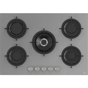Ferre RS038 75 cm Gri Gazlı Ocak 5 Gözü Doğalgazlı Modern Tasarım ve Kolay