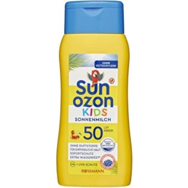 Sunozon Çocuklar İçin Güneş Sütü SPF50 Tüm Cilt Tipleri İçin Renksiz 200