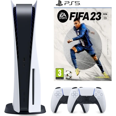 Sony Playstation 5 825 GB İthalatçı Garantili Beyaz + 2.Dualsense Kol ile FIFA 23 Oyun
