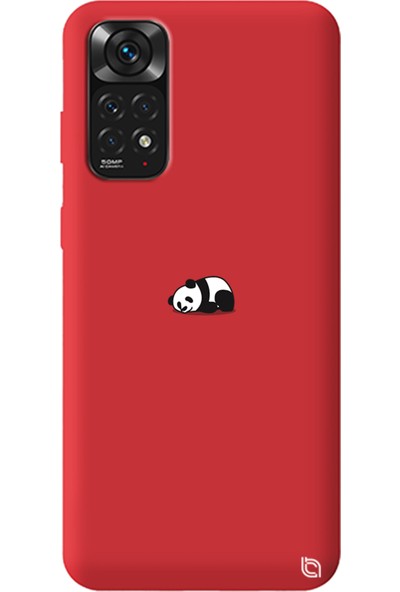 HyperCep Xiaomi Redmi Note 11S Kırmızı Premium Içi Kadife Panda Desenli Silikon Telefon Kılıfı
