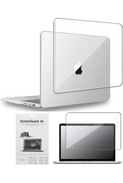 Arabulalaca Macbook Air 13.6 İNÇ A2681 Uyumlu M2 - A3113 M3 Çip Parlak Kristal Şeffaf Kılıf + Ekran Koruyucu Film