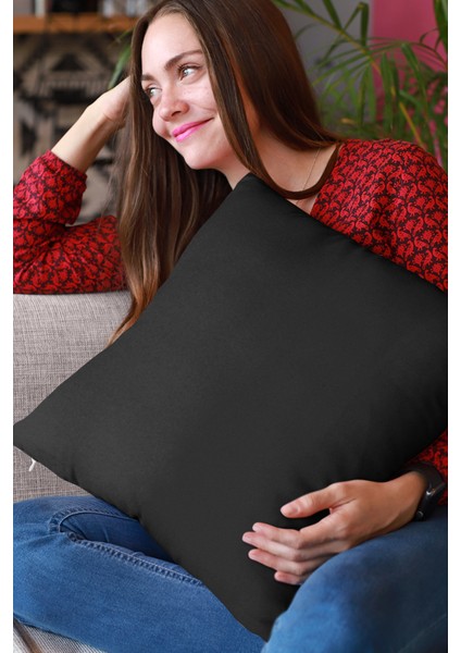 4'lü 43 x 43 cm Siyah Dekoratif Çift Taraflı Tay Tüyü Döşemelik Premium Kumaş Kırlent Kılıfı KRL004 indirimleri