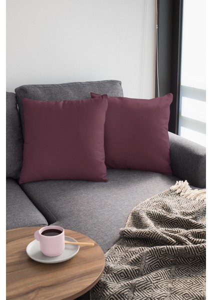 4'lü 43 x 43 cm Bordo Döşemelik Tay Tüyü Premium Kumaş Dekoratif Çift Taraflı Kırlent Kılıfı KRL007 fırsatları