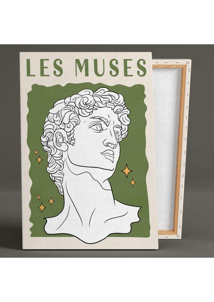 Les Muses Davud Heykeli Yeşil Minimal Kanvas Tablo