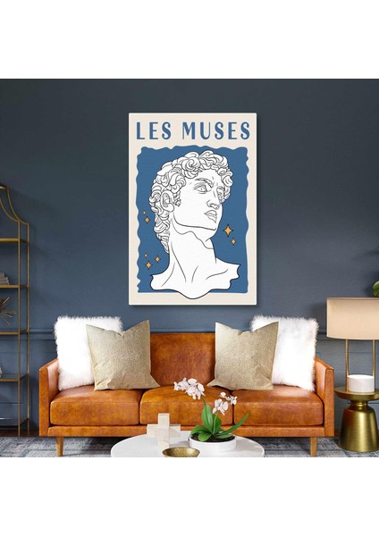 Les Muses Davud Heykeli Mavi Minimal Kanvas Tablo