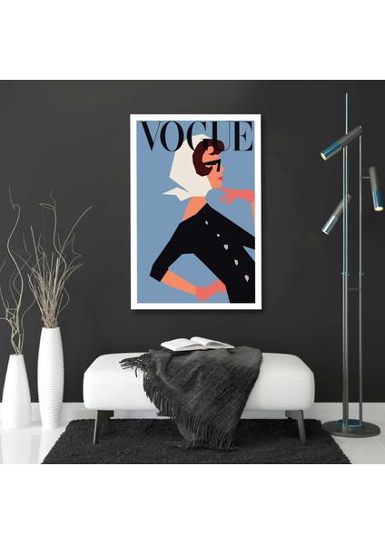Vogue Gözlüklü Vintage Kadın Dergi Kapağı Boho Kanvas Tablo
