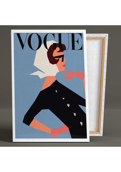 Vogue Gözlüklü Vintage Kadın Dergi Kapağı Boho Kanvas Tablo