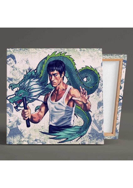 Uzak Doğu Dövüş Sanatları Ustası Bruce Lee ve Ejderha Kanvas Tablo