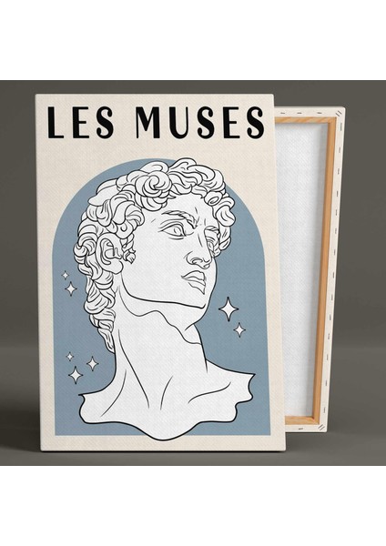 Les Muses Kirişli Mavi Davud Heykeli Minimal Kanvas Tablo fiyatları