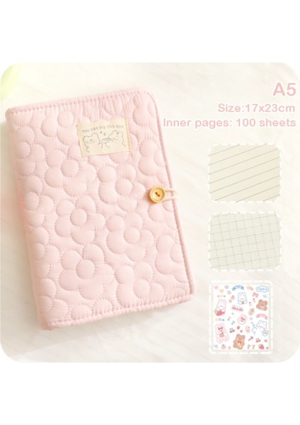 Gevşek Yapraklı Tokalı A5 Defter Günlük - Pembe (Yurt Dışından)