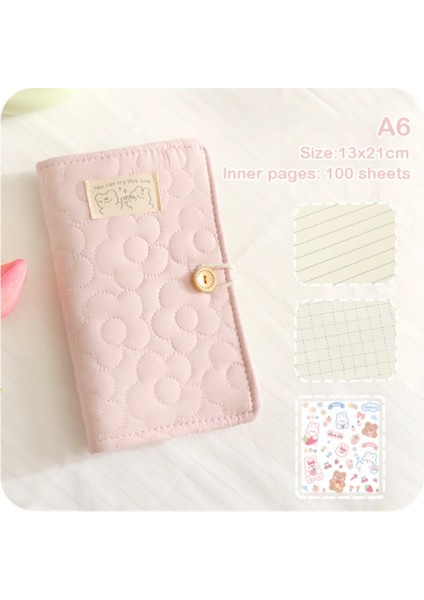Gevşek Yapraklı Tokalı A6 Defter Günlük - Pembe (Yurt Dışından)