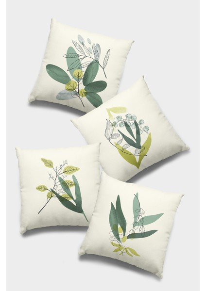 Çift Taraflı 4'lü Kırlent Kılıfı 43X43 Cm Gizli Fermuar Dokuma Premium Tay Tüyü Kumaş 4KR017