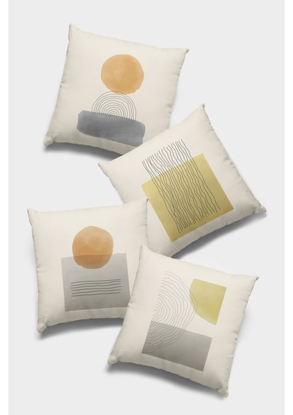 Çift Taraflı 4'lü Kırlent Kılıfı 43X43 Cm Gizli Fermuar Tay Tüyü Dokuma Premium Kumaş 4KR006