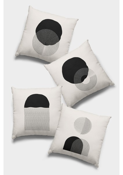 Çift Taraflı 4'lü Kırlent Kılıfı 43X43 Cm Gizli Fermuar Dokuma Premium Tay Tüyü Kumaş 4KR023