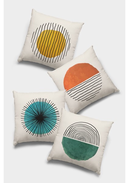 Çift Taraflı 4'lü Kırlent Kılıfı 43X43 Cm Gizli Fermuar Dokuma Tay Tüyü Premium Kumaş 4KR025