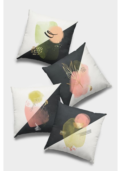 Çift Taraflı 4'lü Kırlent Kılıfı 43X43 Cm Gizli Fermuar Dokuma Premium Tay Tüyü Kumaş 4KR035