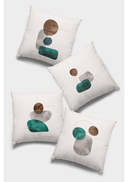 Çift Taraflı 4'lü Kırlent Kılıfı 43X43 Cm Gizli Fermuar Premium Dokuma Tay Tüyü Kumaş 4KR027