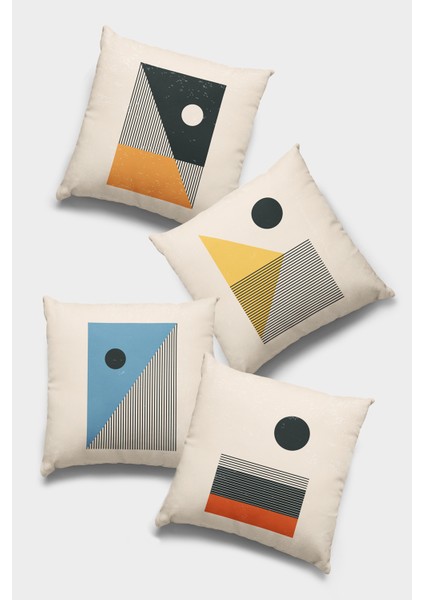 Çift Taraflı 4'lü Kırlent Kılıfı 43X43 Cm Gizli Fermuar Dokuma Tay Tüyü Premium Kumaş 4KR031