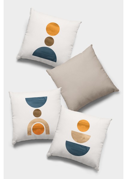 Çift Taraflı 4'lü Kırlent Kılıfı 43X43 Cm Gizli Fermuar Dokuma Tay Tüyü Premium Kumaş 4KR049