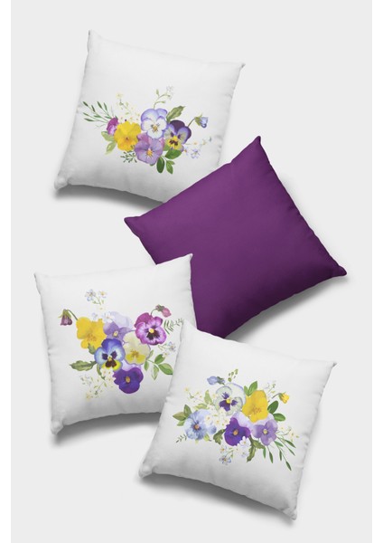 Çift Taraflı 4'lü Kırlent Kılıfı 43X43 Cm Gizli Fermuar Premium Kumaş Dokuma Tay Tüyü 4KR050