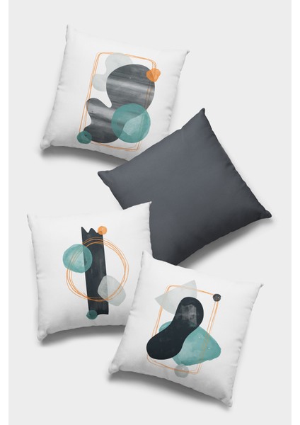 Çift Taraflı 4'lü Kırlent Kılıfı 43X43 Cm Gizli Fermuar Premium Dokuma Tay Tüyü Kumaş 4KR051