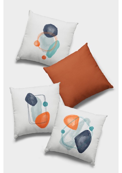 Çift Taraflı 4'lü Kırlent Kılıfı 43X43 Cm Gizli Fermuar Dokuma Premium Tay Tüyü Kumaş 4KR059