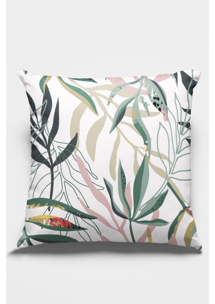 Premium Tay Tüyü Dokuma Kumaş Çift Taraflı Yapraklı Kırlent Yastık Kılıfı 43X43 Cm KRL083 fiyatları